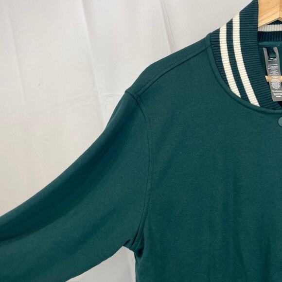 LOU & GREY Loft Crest Varsity Jacket Embroidered Bomber Green White Size L - Picture 6 of 8